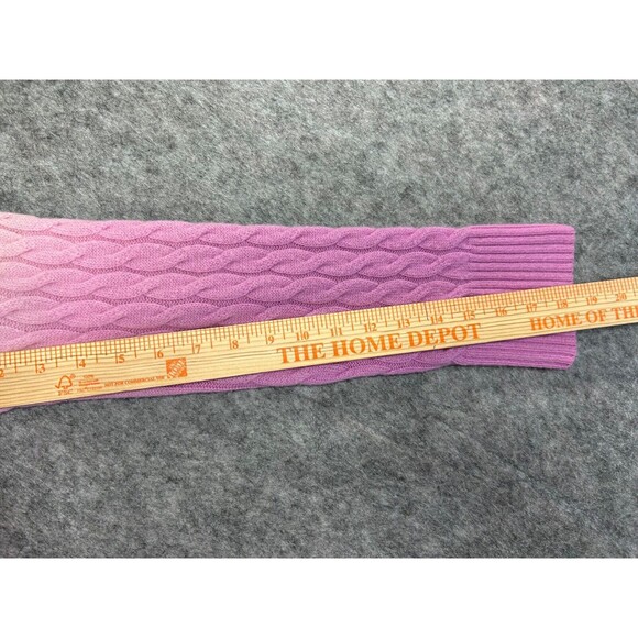 J. Crew Limited Edition Cashmere Purple Pink Ombre Cable Knit Sweater Size M - Picture 7 of 8